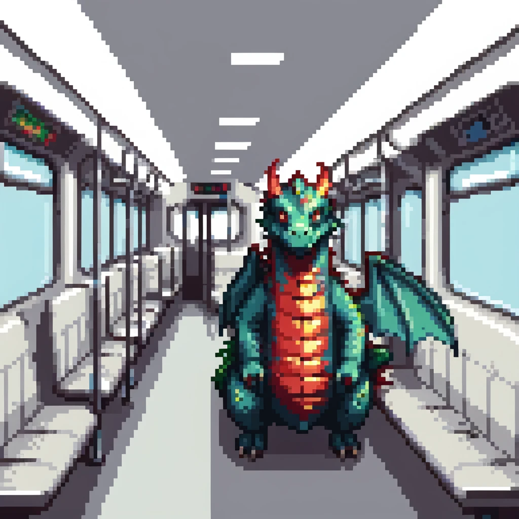 dragon riding in a metro train emoji