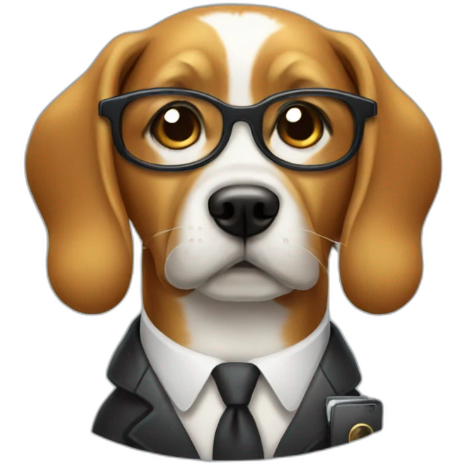 dog with a monocle using calculator  emoji