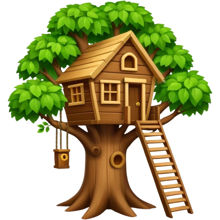 letter W on a treehouse in a tree emoji