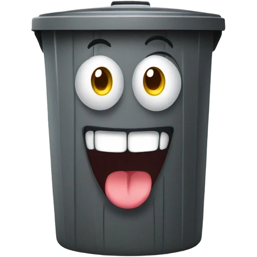 trash can with a face emoji