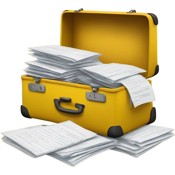 yellow baggage filled with documents emoji