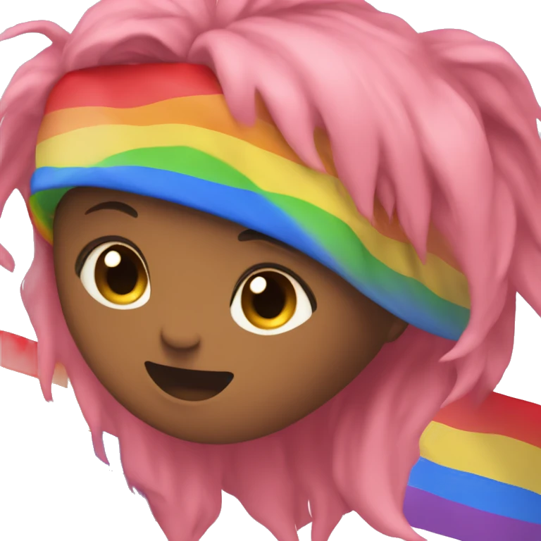 an emoji of a red human in pink shorts and rainbow flag emoji