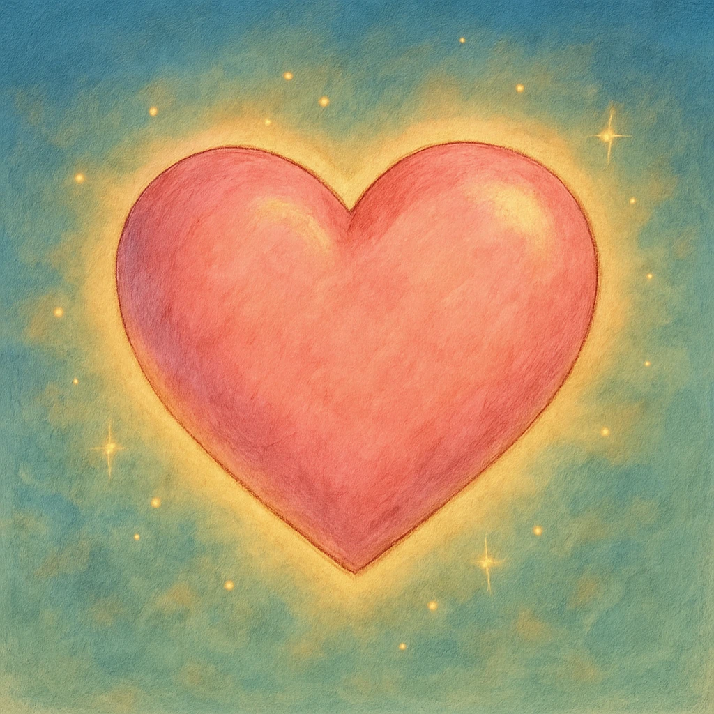 a pink heart in Ghibli style emoji