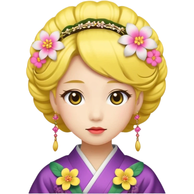 Japanese Princess with floral hairpin, yellow emoji