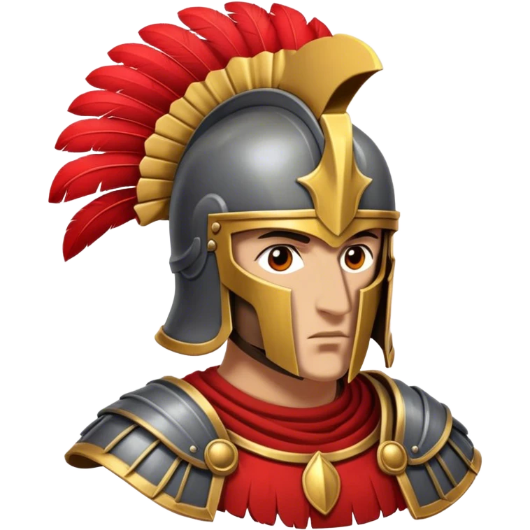 Legatus iron-grey roman helmet with red plumage and no gold/yellow, facing front emoji