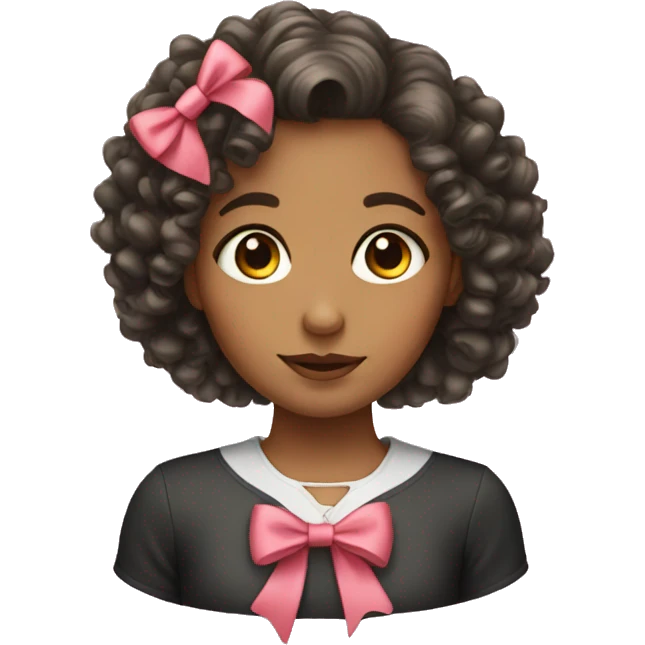 Girl with curly hair and a bow emoji