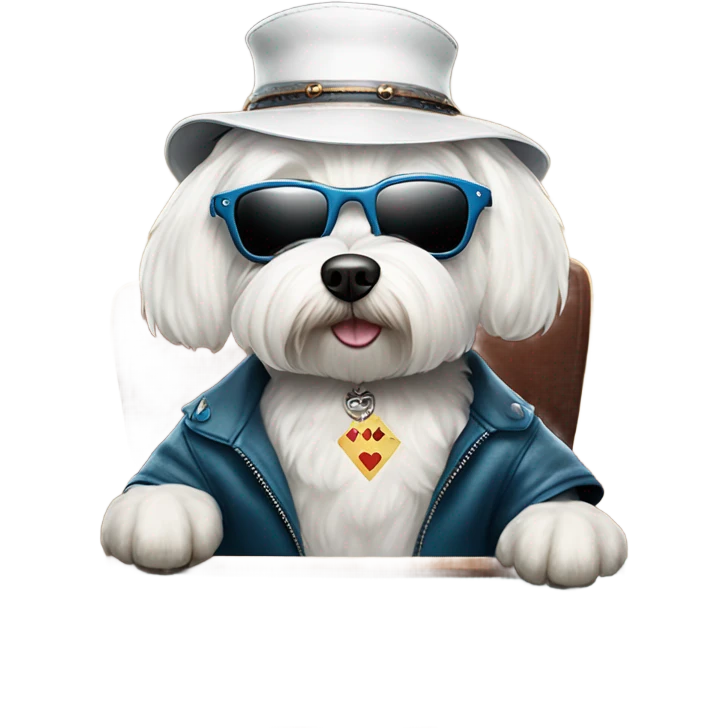 White Maltese playing poker emoji