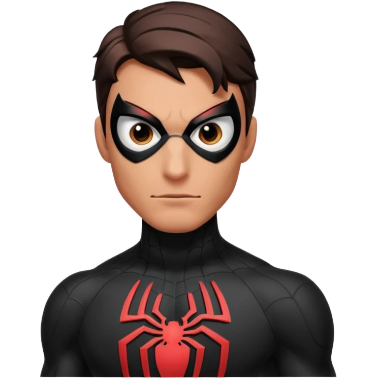 Full Black with black outlines  colored suit spider man emoji