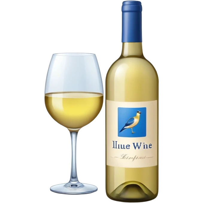 bottle of white wine with blue label emoji