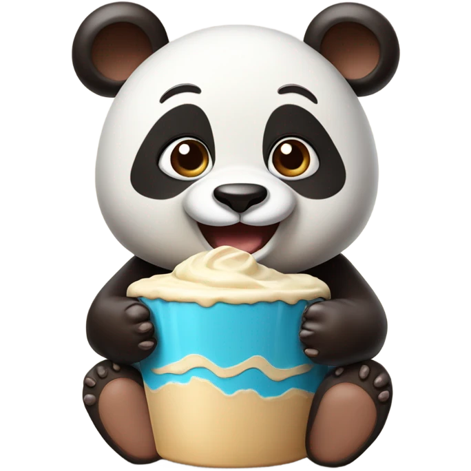 Panda eating chocolate cream emoji