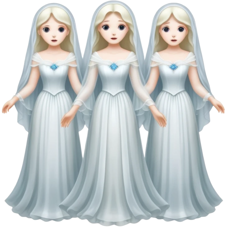 Three beautiful Victorian ghosts emoji
