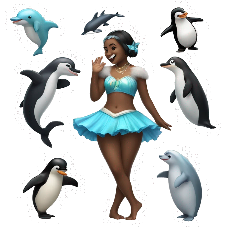 A dancing-panda-dolphin-penguin-girl emoji