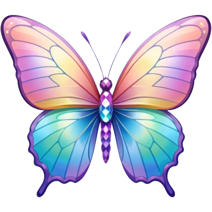 Sparkly Pastel rainbow-gradient iridescent crystal butterfly emoji