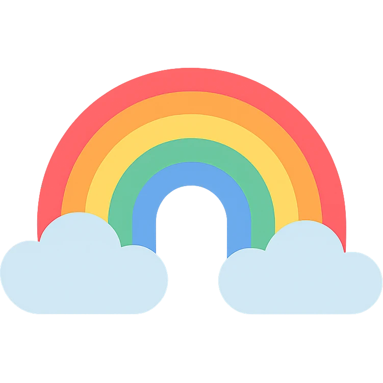 colorful rainbow with clouds at its ends emoji