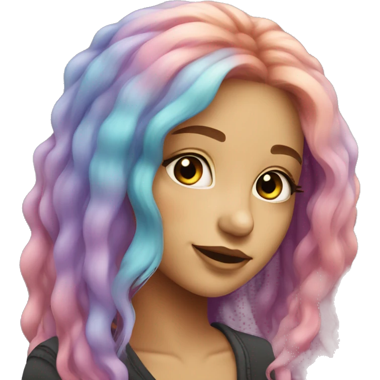 Gen X girl with long pastel rainbow hair emoji