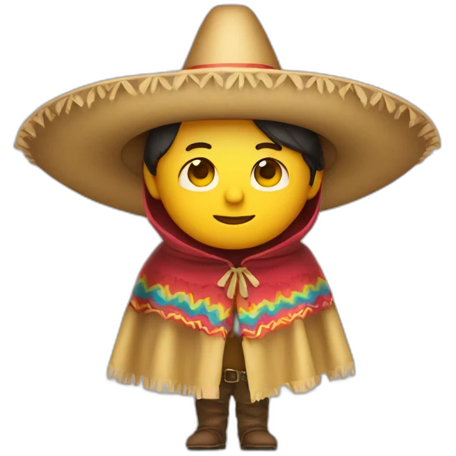 Person wearing poncho and sombrero emoji