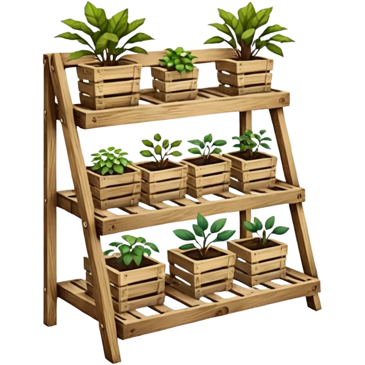 standing slanted Plant rack made from the wood of old oak pallets  emoji
