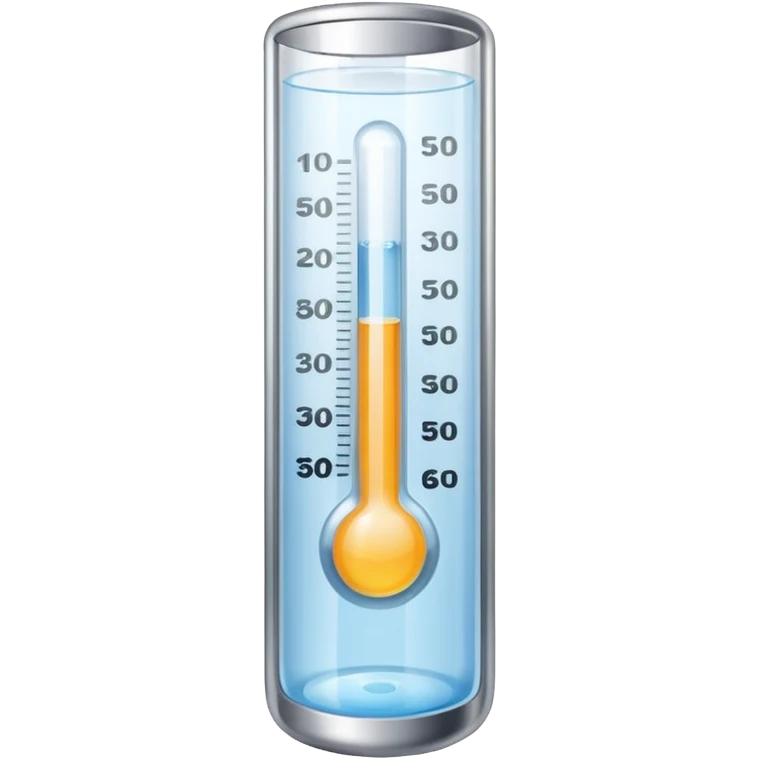The thermometer is placed in a clear glass of water and shows the temperature. emoji