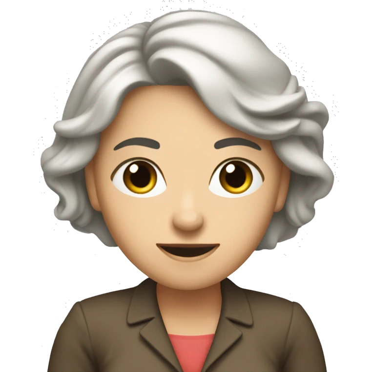 I want an emoji of a white woman looking to a computer and saying I will buy this paper emoji