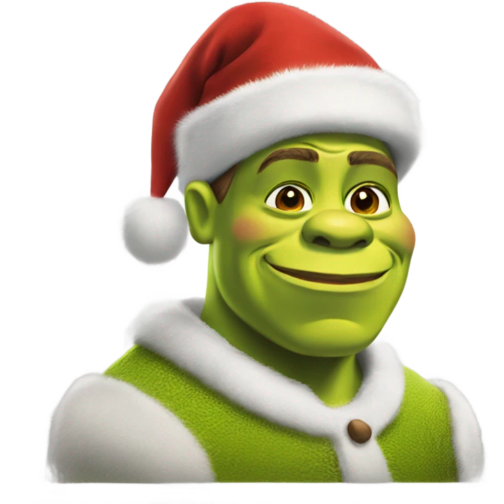Shrek in Christmas hat emoji