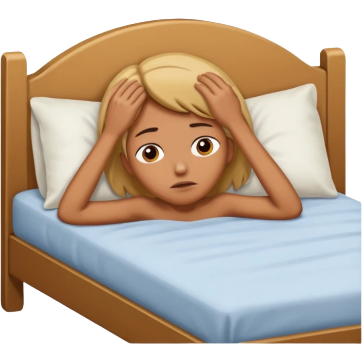 lie down on bed to sleep, but hungry emoji