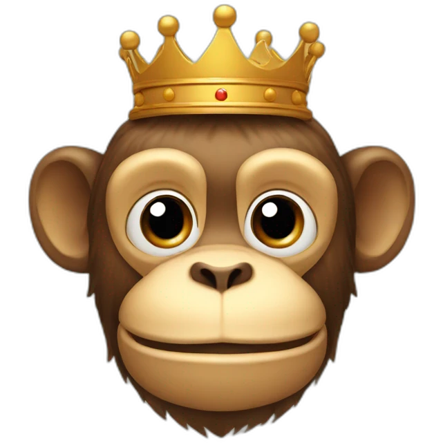 head of monkey with a crown from wood emoji