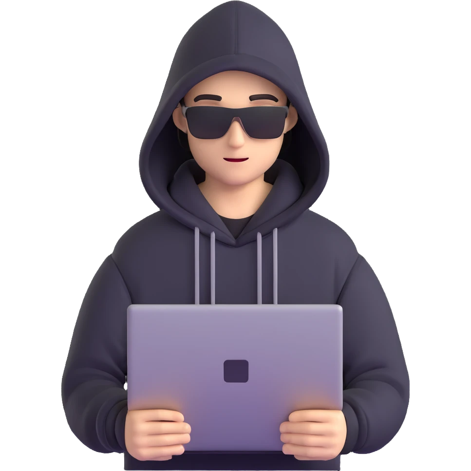 hacker with hoodie and laptop emoji