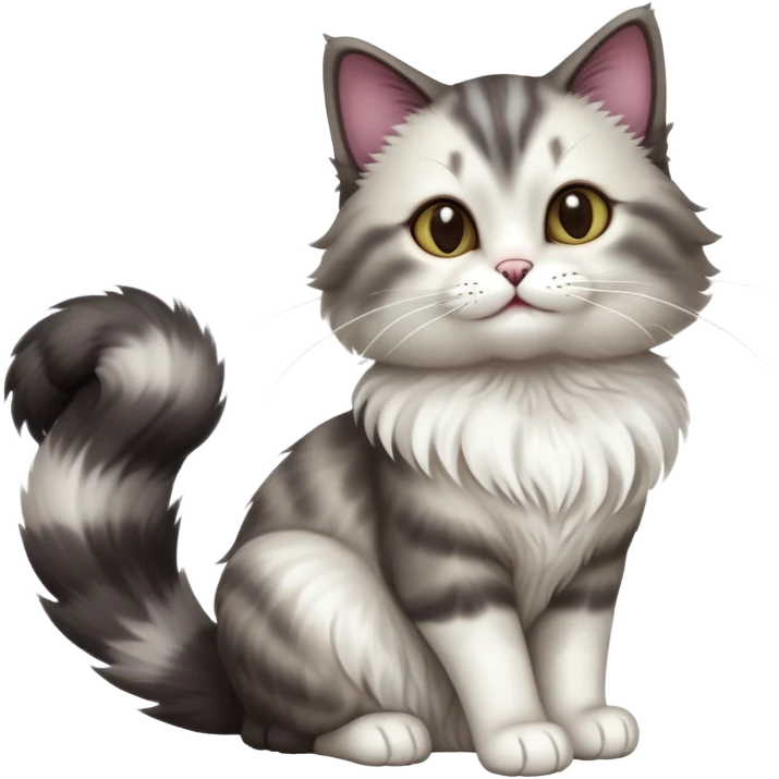 cinematic-[showshoe cat]-realistic-full-body-sitting-emoji,-tail-curled-playfully-around-its-paws,-head-tilted-dramatically,-fluffy-fur,-simplified-yet-realistic-focused-features,-highly-detailed,-glowing-with-an-almost-sarcastic-glow emoji