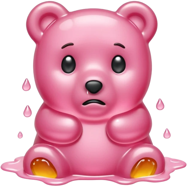 Sad light pink Gummy bear melting into ground emoji