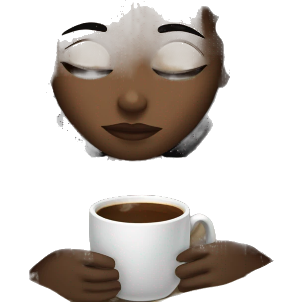 dark skinned girl inside a blanket sipping coffee eyes closed emoji