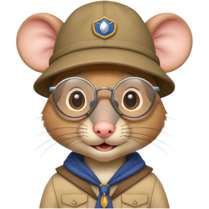 humaniod mice with a scout hat with glasses emoji