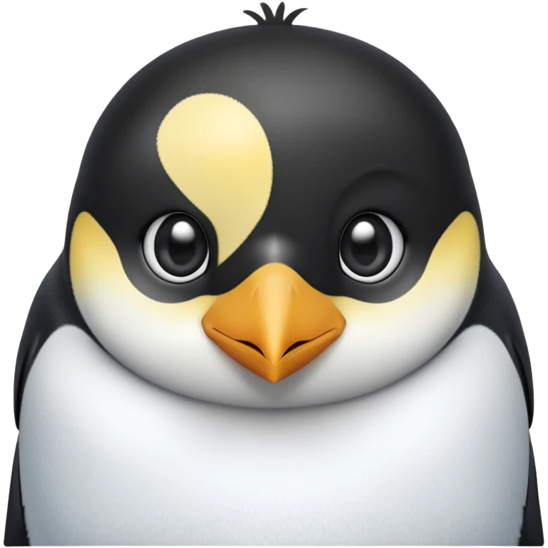 cinematic-cute-emperor-penguin-portrait-emoji,-head-tilted-playfully-and-inquisitively,-with-glossy,-pristine-plumage,-sparkling-eyes-filled-with-curiosity,-simplified-yet-irresistibly-adorable-features, black, large black eyes face, zoomed in emoji