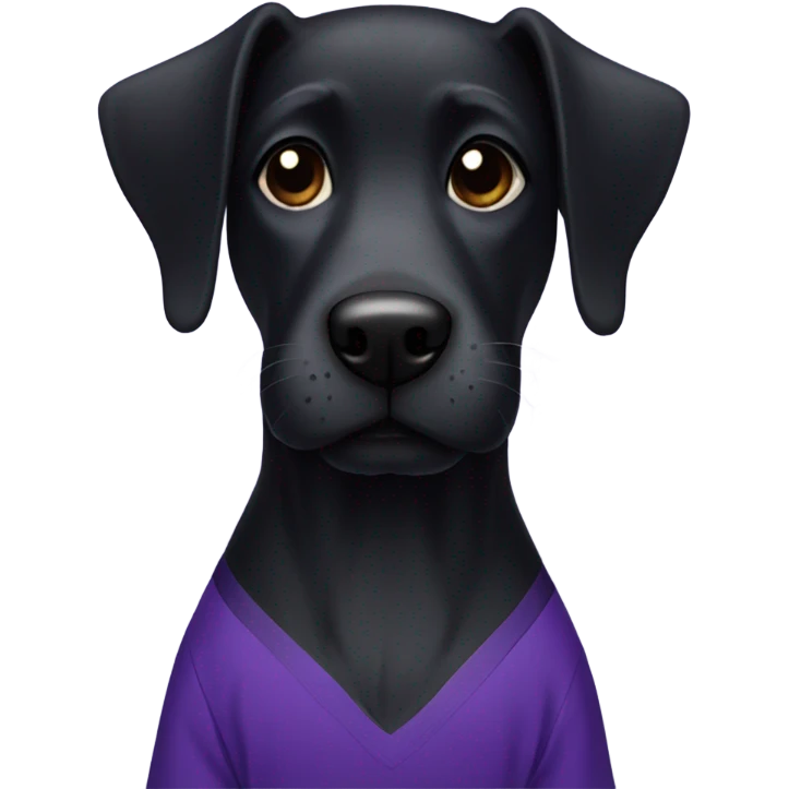 Black dog wearing a purple jersey  emoji