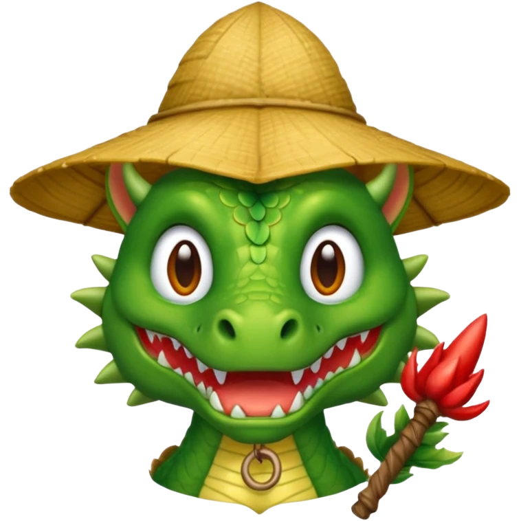 ein Drache mit einem Zauberstab in der Hand  und einem Hud  auf dem kopf und ein schnurbard auf dem gesicht emoji