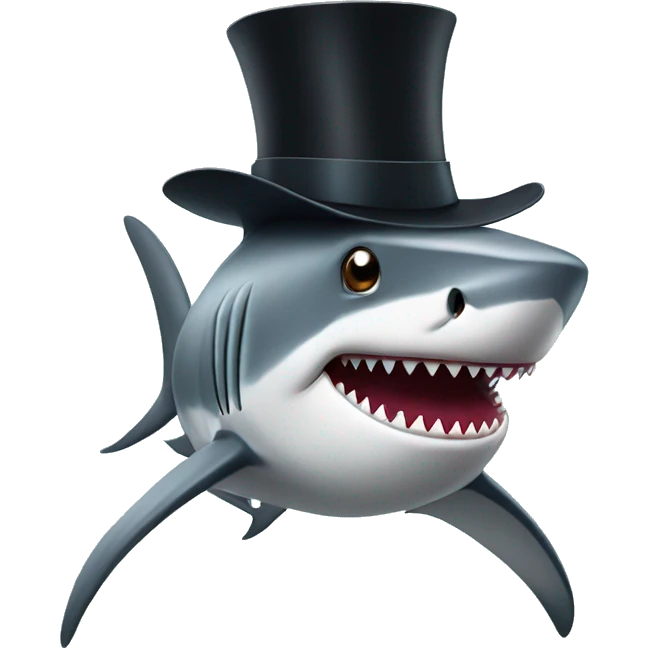 Shark with a top hat emoji