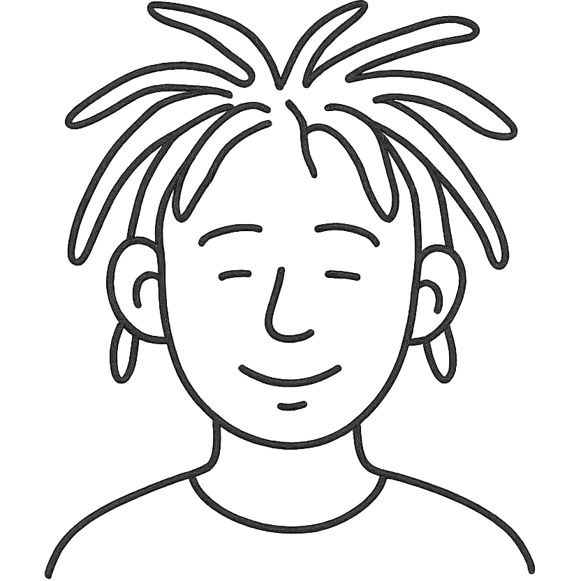hand drawn outlined icon of a guy with dreadlocks emoji