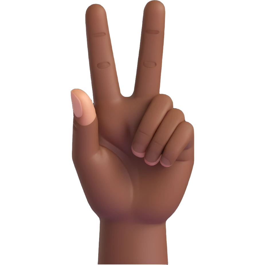 middle finger, Microsoft Teams 3D emoji style, realistic hand, dark skin tone, clear gesture, no background emoji