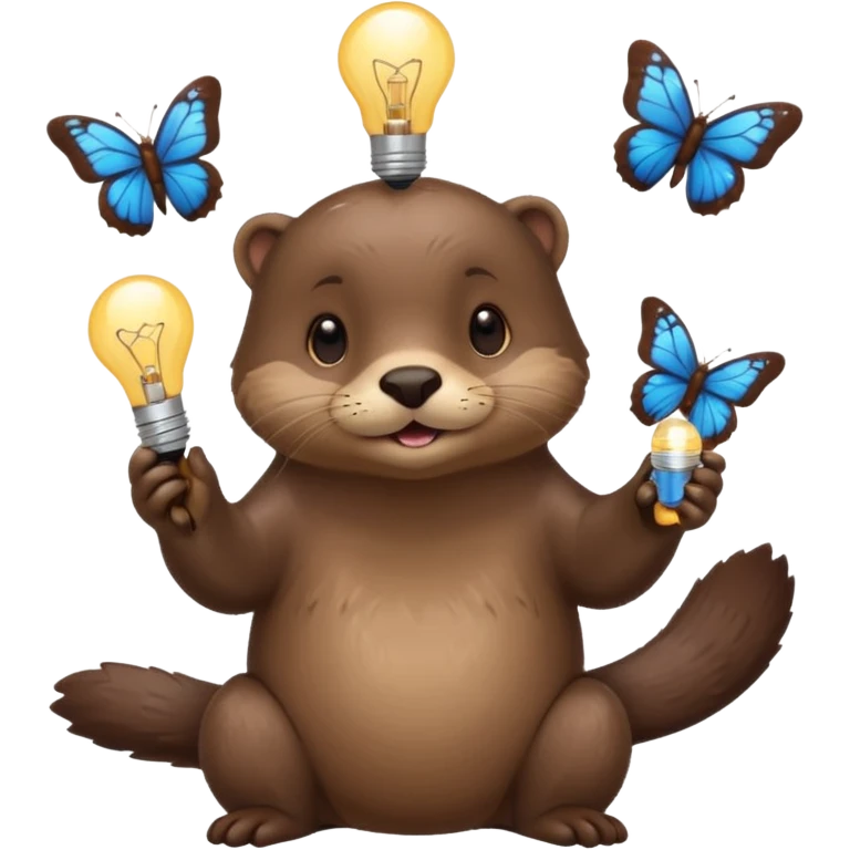 otter with butterflies and light bulb idea emoji