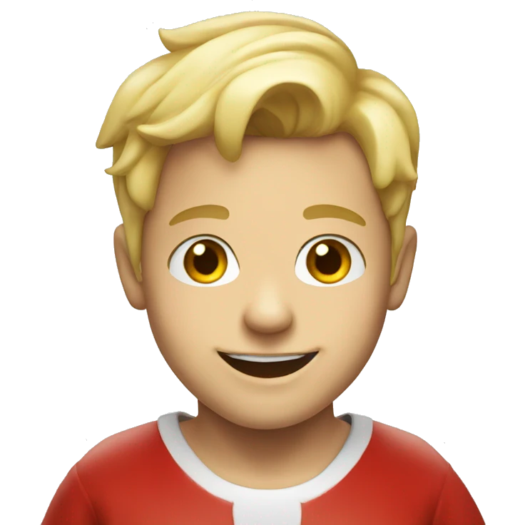 smiling blonde boy portrait santa clause emoji