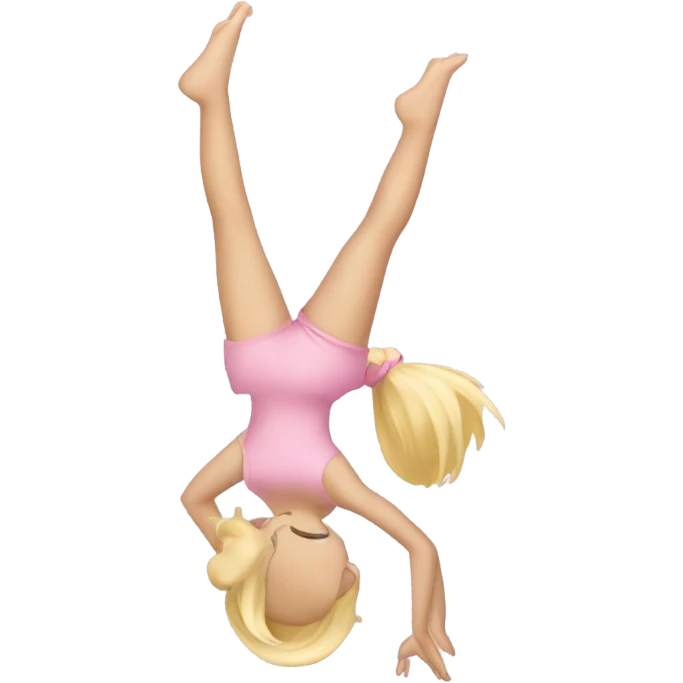 blonde girl light pink clothes Handstand  emoji