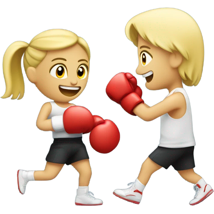 Blond girl winning boxing match against a man emoji
