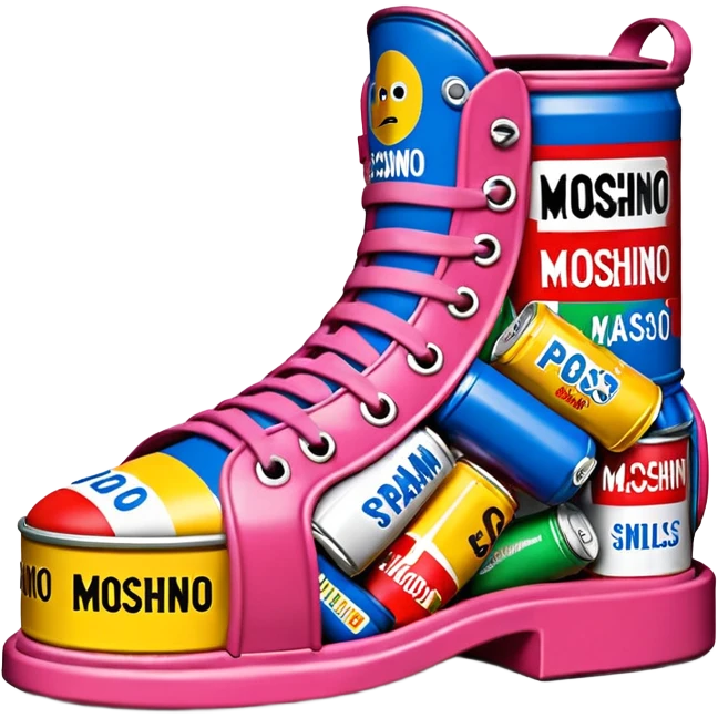 Moschino spam can designer shoe sculpture  emoji