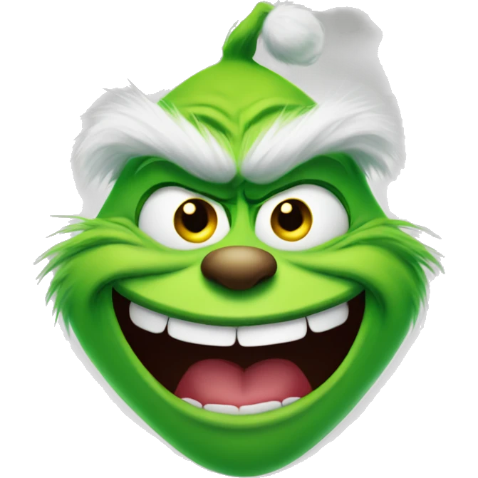 Grinch face laughing with tears coming out of eyes emoji