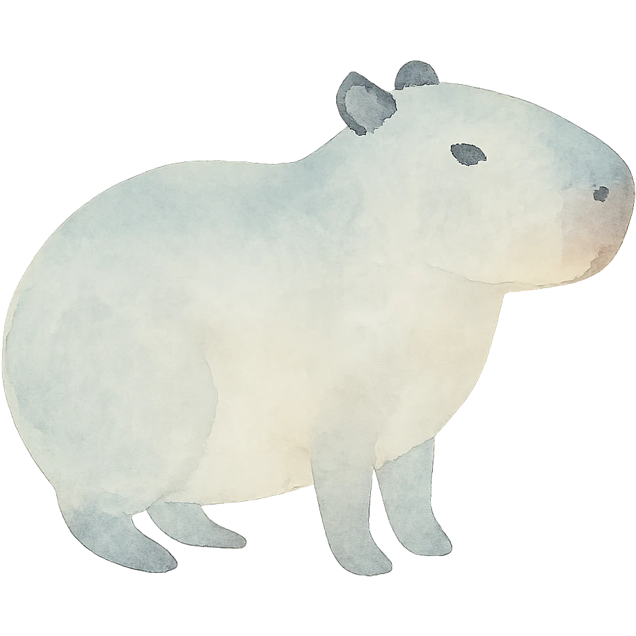 adorable capybara facing sideways, photorealistic with soft watercolor edges emoji