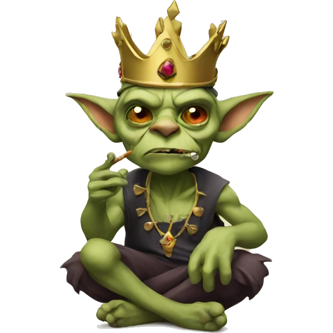Goblin smoking while wearing a crown emoji