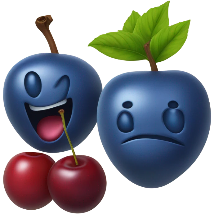 a blueberry next to a cherry no faces emoji