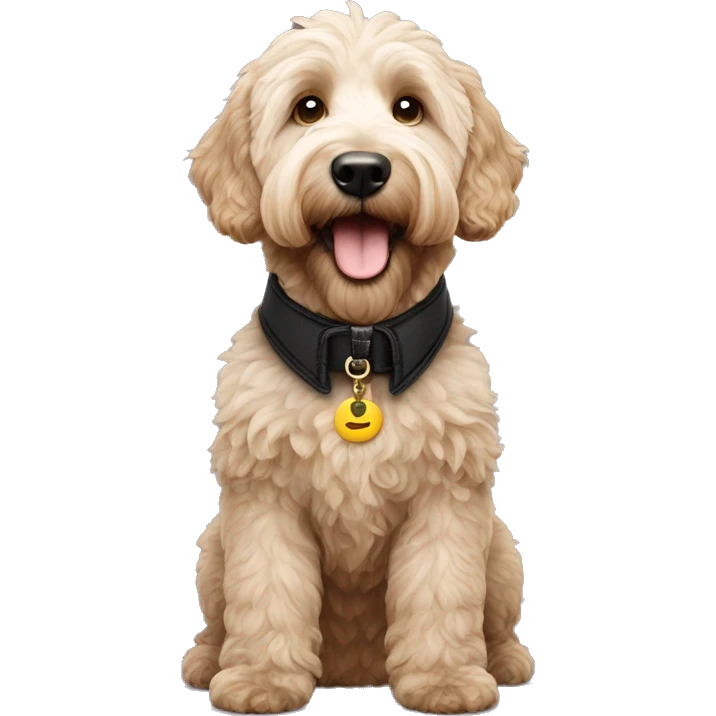 black golden doodle with hudson’s bay collar  emoji