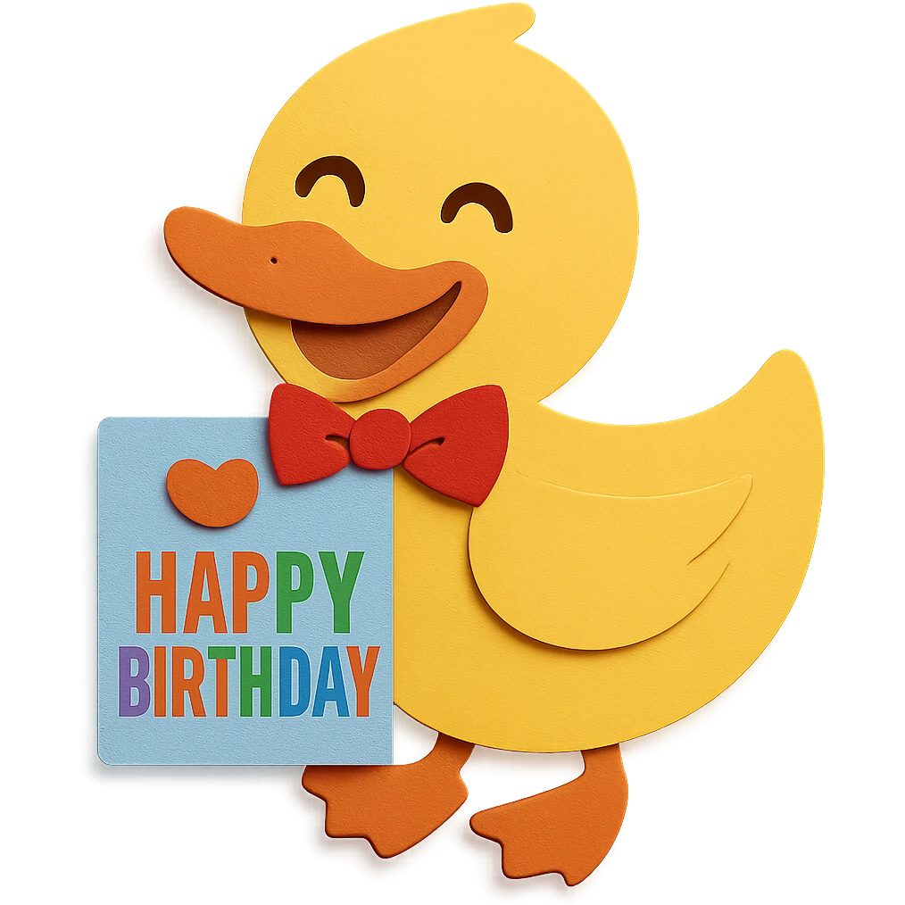 Change the duck's bowtie to a red color and make the image even more visually good looking and well-appearing. Keep all other design elements unchanged emoji