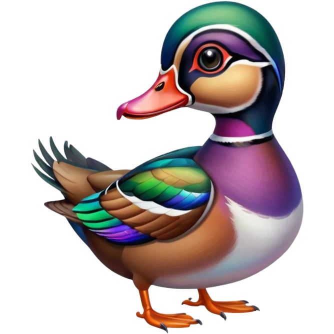 wood duck, simple, vibrant colors emoji
