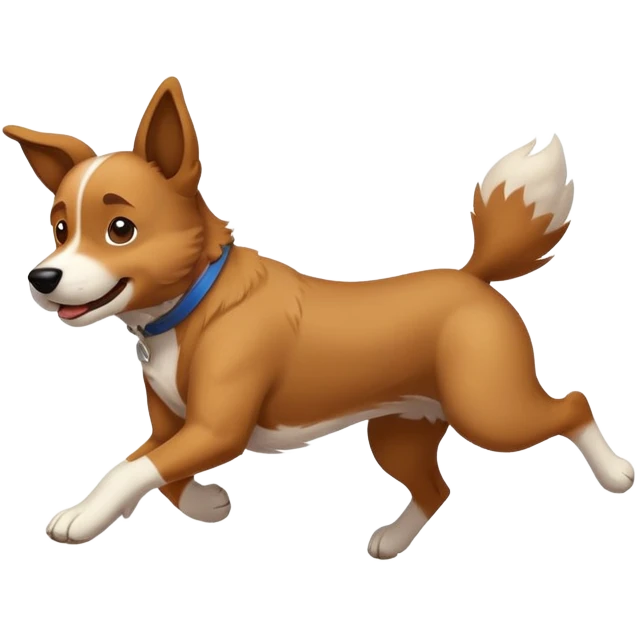 The dog is jumping. emoji